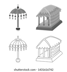 Isolated object of and travel logo. Collection of and traditional stock vector illustration.