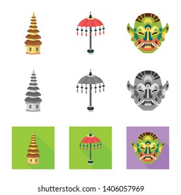Isolated object of  and travel logo. Set of  and traditional vector icon for stock.