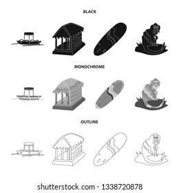 Isolated object of travel and tourism logo. Set of travel and island vector icon for stock.
