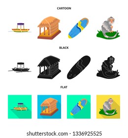 Isolated object of travel and tourism symbol. Set of travel and island stock vector illustration.