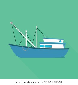 Isolated object of trawler and fishery icon. Set of trawler and ocean stock vector illustration.