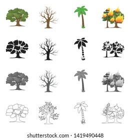 Isolated object of tree  and forest logo. Collection of tree  and green vector icon for stock.