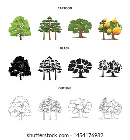 Isolated object of tree and forest sign. Set of tree and green stock symbol for web.