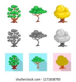 Isolated object of tree and nature icon. Set of tree and crown stock symbol for web.