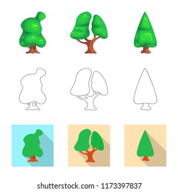Isolated object of tree and nature icon. Collection of tree and crown stock symbol for web.