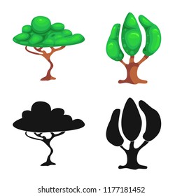 Isolated object of tree and nature icon. Collection of tree and crown stock vector illustration.