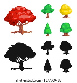 Isolated object of tree and nature icon. Collection of tree and crown vector icon for stock.