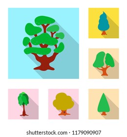 Isolated object of tree and nature icon. Collection of tree and crown stock vector illustration.
