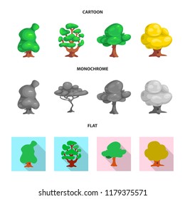 Isolated object of tree and nature icon. Collection of tree and crown vector icon for stock.