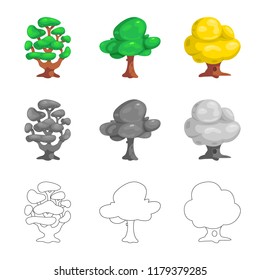 Isolated object of tree and nature icon. Collection of tree and crown stock symbol for web.