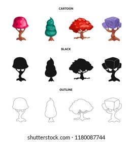 Isolated object of tree and nature icon. Collection of tree and crown stock symbol for web.
