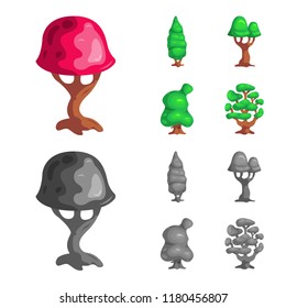 Isolated object of tree and nature icon. Set of tree and crown stock symbol for web.