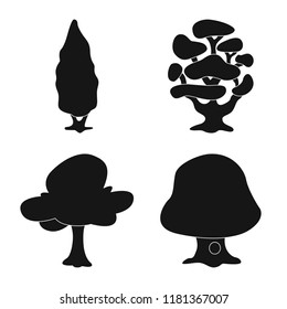 Isolated object of tree and nature icon. Collection of tree and crown vector icon for stock.
