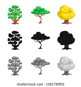Isolated object of tree and nature icon. Collection of tree and crown stock symbol for web.