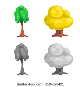 Isolated object of tree and nature icon. Collection of tree and crown stock symbol for web.
