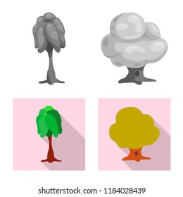 Isolated object of tree and nature icon. Collection of tree and crown stock vector illustration.
