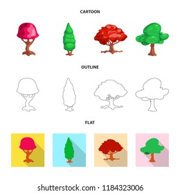 Isolated object of tree and nature icon. Collection of tree and crown stock vector illustration.