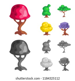 Isolated object of tree and nature icon. Collection of tree and crown vector icon for stock.