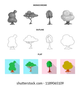 Isolated object of tree and nature icon. Collection of tree and crown stock symbol for web.