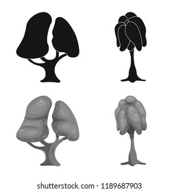 Isolated object of tree and nature icon. Set of tree and crown stock vector illustration.