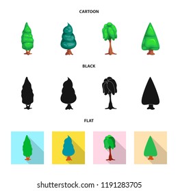 Isolated object of tree and nature icon. Set of tree and crown vector icon for stock.