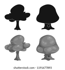 Isolated object of tree and nature icon. Collection of tree and crown stock symbol for web.