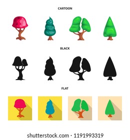 Isolated object of tree and nature icon. Collection of tree and crown stock vector illustration.