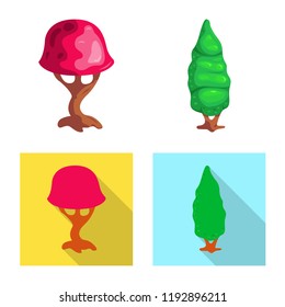 Isolated object of tree and nature icon. Collection of tree and crown stock symbol for web.