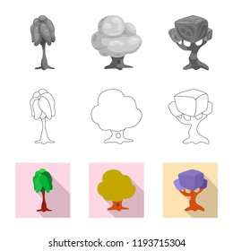 Isolated object of tree and nature icon. Collection of tree and crown stock vector illustration.