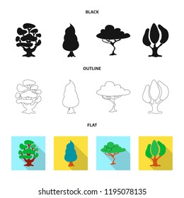 Isolated object of tree and nature icon. Collection of tree and crown vector icon for stock.