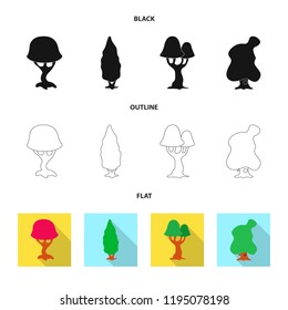 Isolated object of tree and nature icon. Set of tree and crown stock vector illustration.