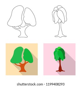 Isolated object of tree and nature icon. Set of tree and crown vector icon for stock.