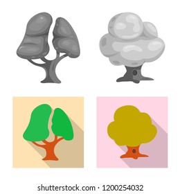 Isolated object of tree and nature icon. Collection of tree and crown stock vector illustration.