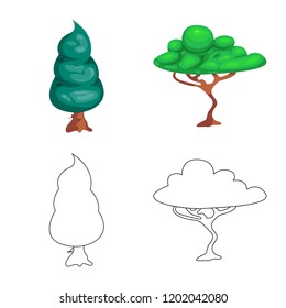 Isolated object of tree and nature icon. Collection of tree and crown stock symbol for web.