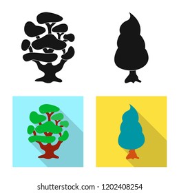 Isolated object of tree and nature icon. Collection of tree and crown stock vector illustration.