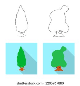 Isolated object of tree and nature icon. Set of tree and crown stock vector illustration.