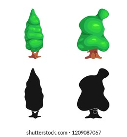 Isolated object of tree and nature icon. Set of tree and crown stock vector illustration.