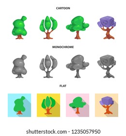 Isolated object of tree and nature icon. Set of tree and crown vector icon for stock.