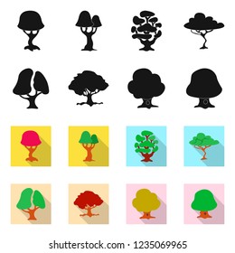 Isolated object of tree and nature icon. Collection of tree and crown stock symbol for web.
