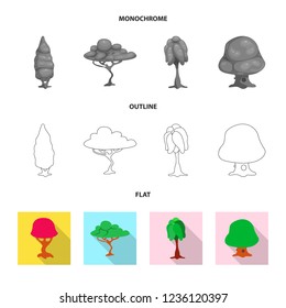 Isolated object of tree and nature icon. Collection of tree and crown stock vector illustration.