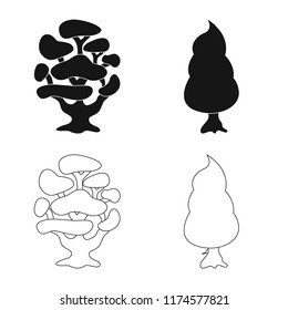 Isolated object of tree and nature logo. Set of tree and crown stock symbol for web.