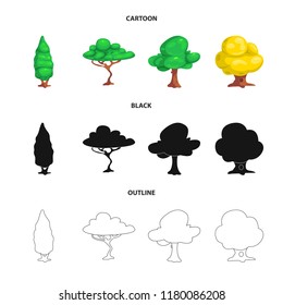 Isolated object of tree and nature logo. Set of tree and crown stock vector illustration.