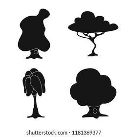 Isolated object of tree and nature logo. Collection of tree and crown stock symbol for web.