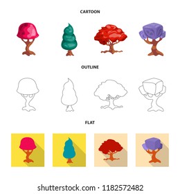 Isolated object of tree and nature logo. Collection of tree and crown vector icon for stock.