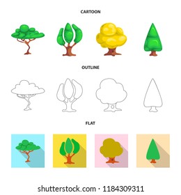 Isolated object of tree and nature logo. Set of tree and crown stock vector illustration.
