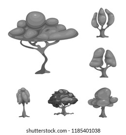 Isolated object of tree and nature logo. Set of tree and crown stock vector illustration.
