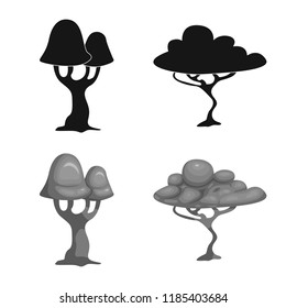 Isolated object of tree and nature logo. Collection of tree and crown stock vector illustration.