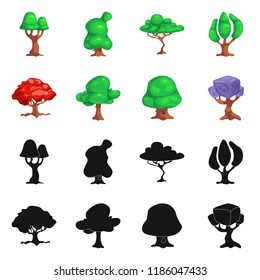 Isolated object of tree and nature logo. Set of tree and crown vector icon for stock.