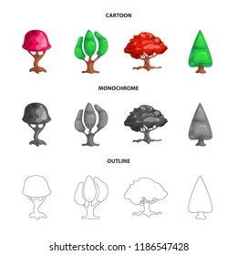Isolated object of tree and nature logo. Collection of tree and crown stock vector illustration.