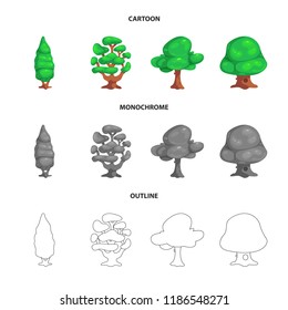 Isolated object of tree and nature logo. Set of tree and crown vector icon for stock.